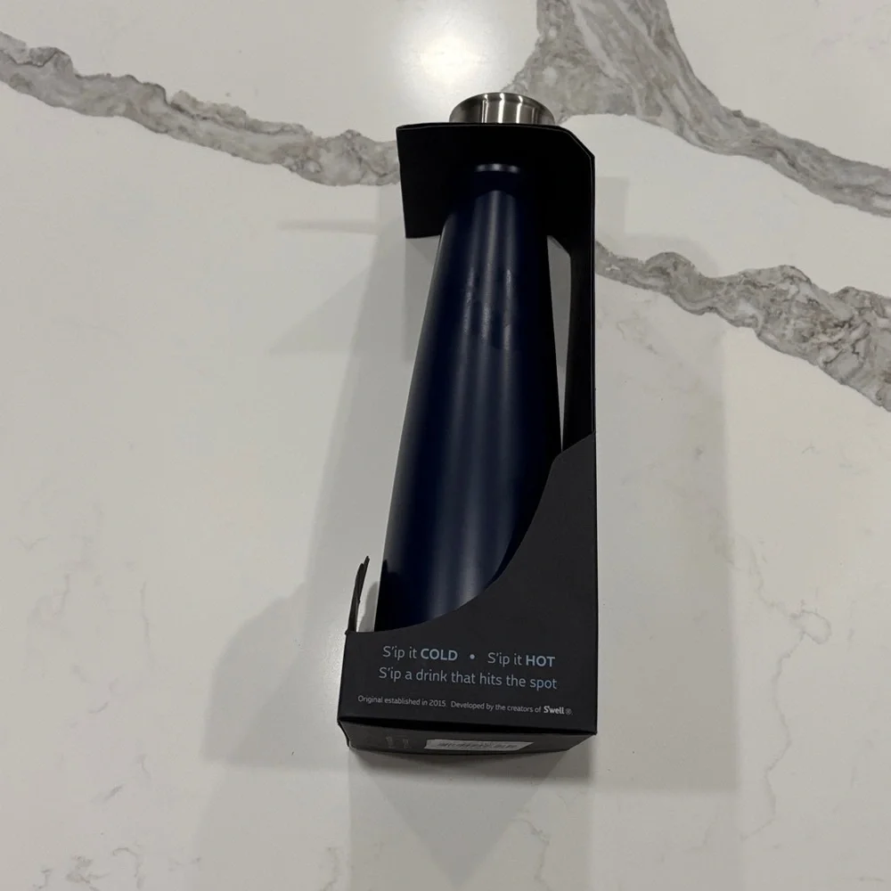 Swell navy blue and Silver‎ Stainless Steel Bottle